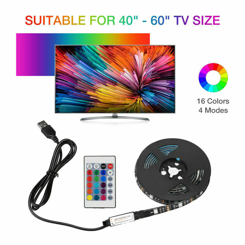 4x50CM USB RGB LED TV Backlight Strip Kit with Remote Control