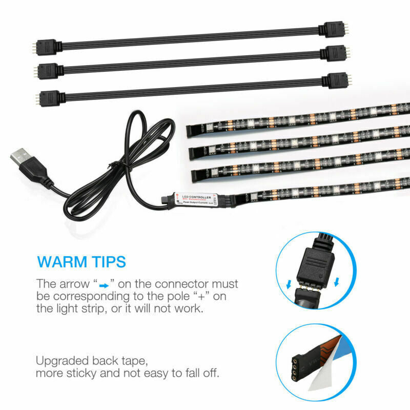4x50CM USB RGB LED TV Backlight Strip Kit with Remote Control