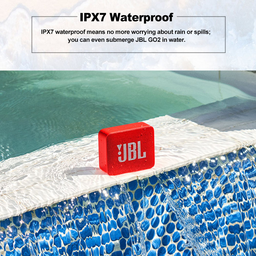 JBL GO 2 Wireless Bluetooth Speaker – IPX7 Waterproof with Built-In Mic