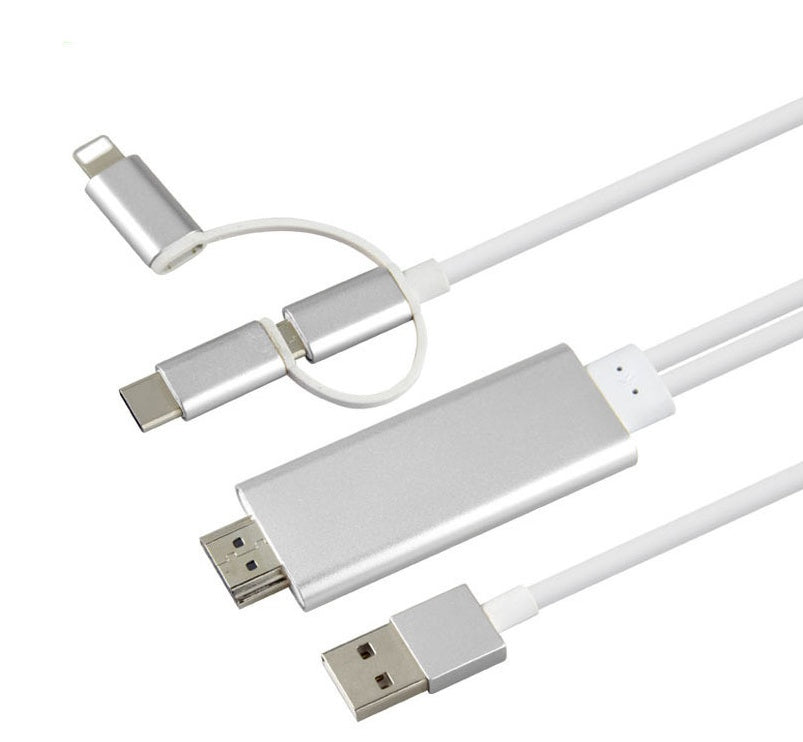Type-C to HDMI 3-in-1 Mobile Phone Projection Cable