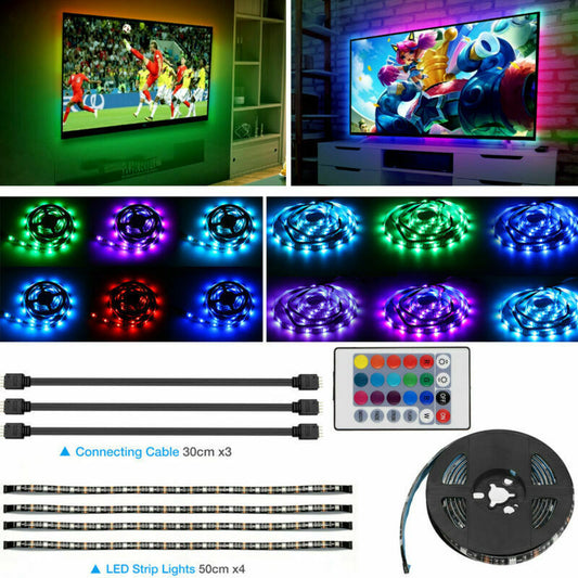 4x50CM USB RGB LED TV Backlight Strip Kit with Remote Control