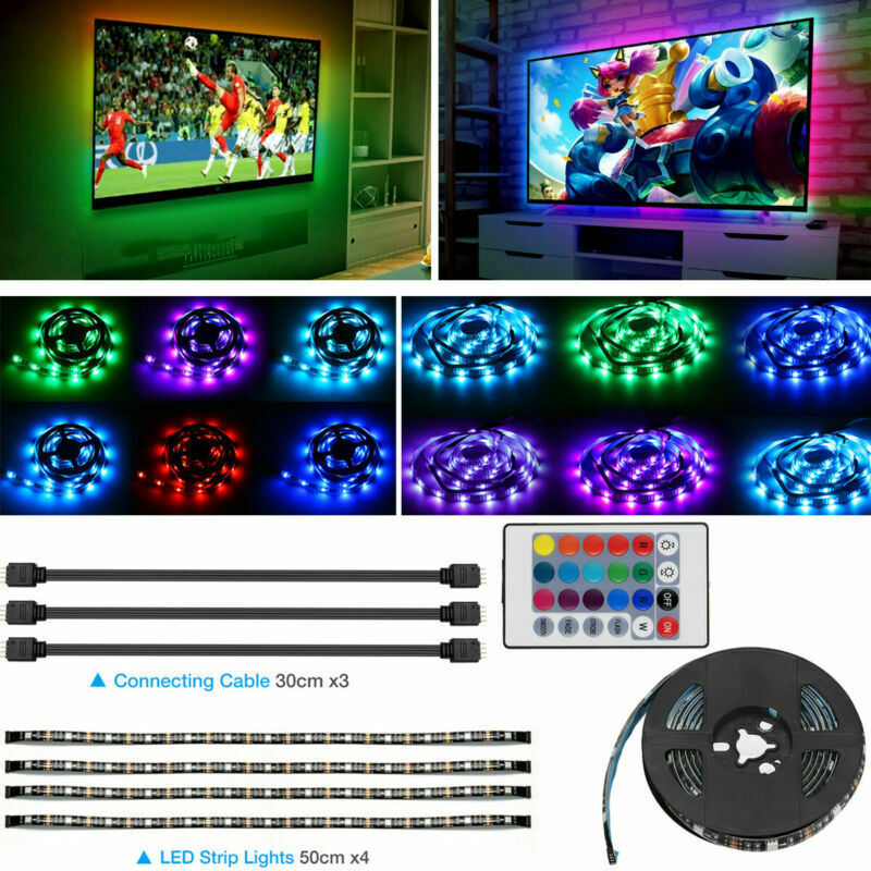 4x50CM USB RGB LED TV Backlight Strip Kit with Remote Control