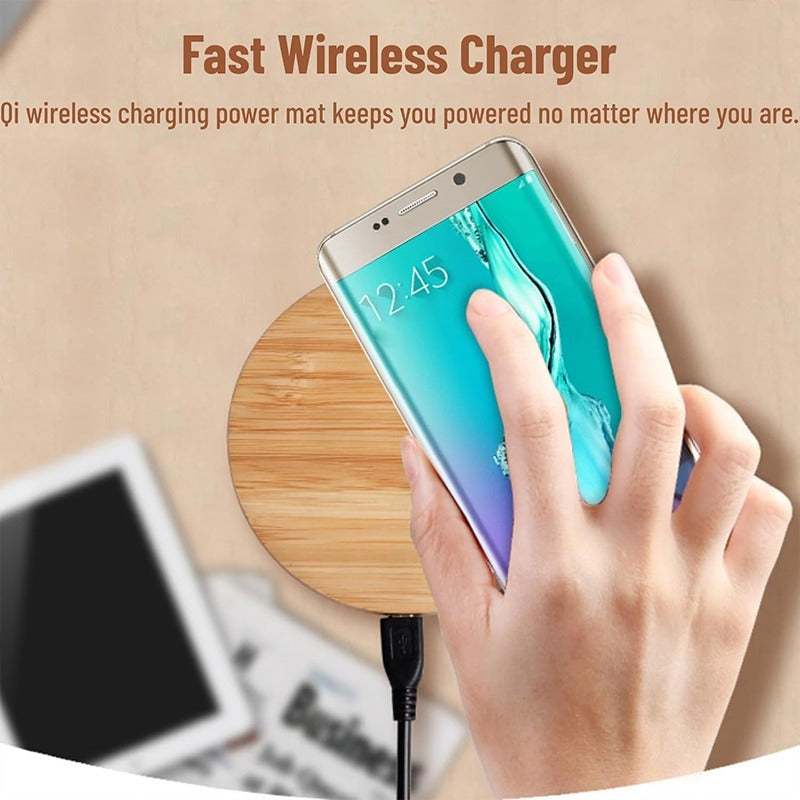 Bamboo Vertical Wireless Charging Stand