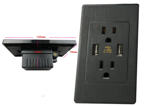 Smart Dual USB Wall Socket – US Plug with AC Outlets & Surge Protection (White)