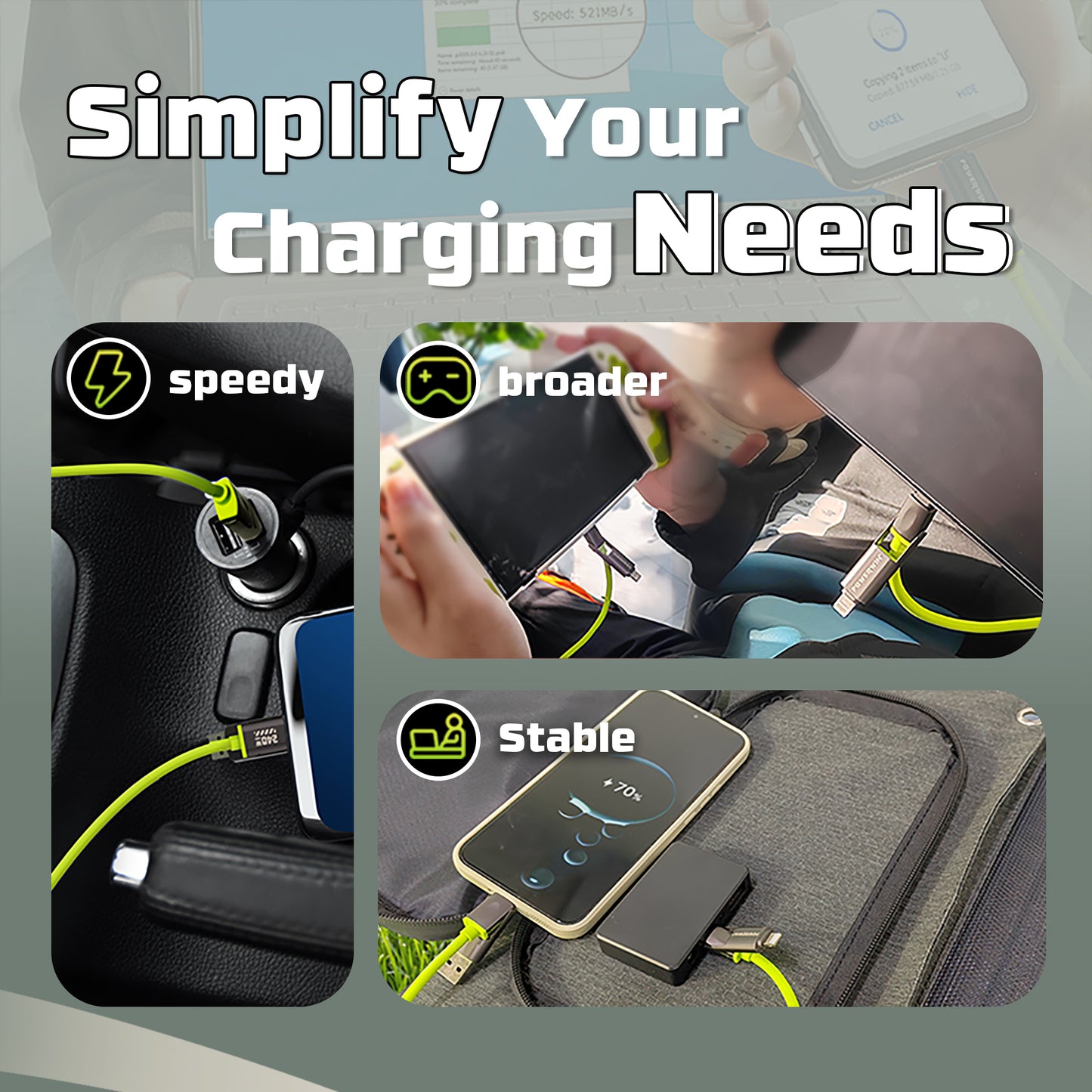 PWC240 Universal 4-in-1 Charging Cable (1.5m) – 240W Fast Charging