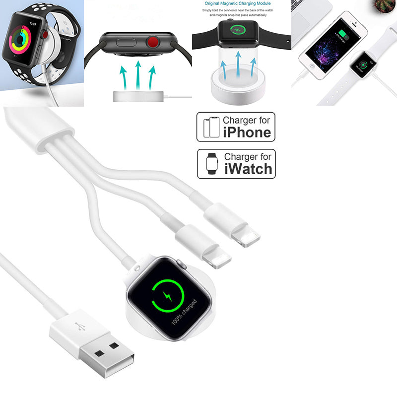 3-in-1 Wireless Charger for Apple Watch – Quick USB Charging Dock with Magnetic Induction