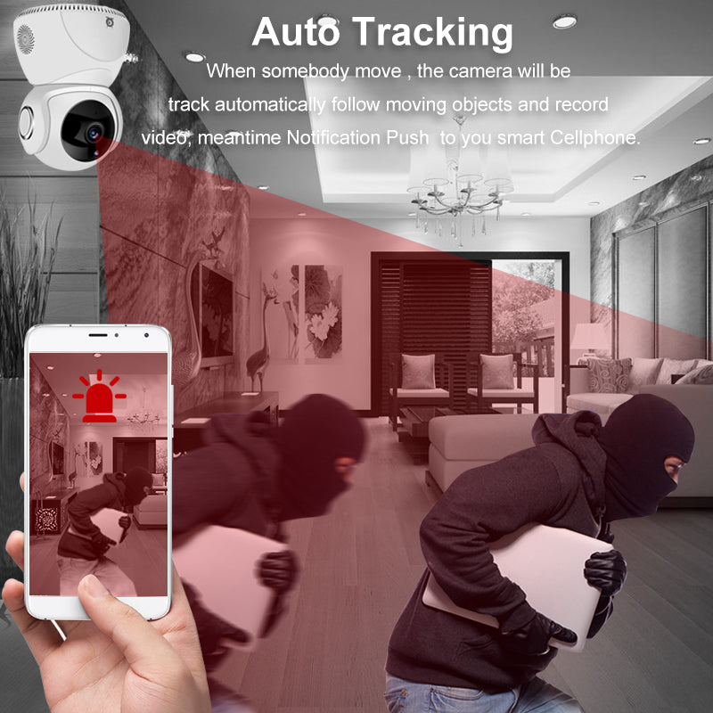HD 1080P Panoramic WiFi Security Camera – 360° PTZ, Night Vision, Motion Detection & Two-Way Audio